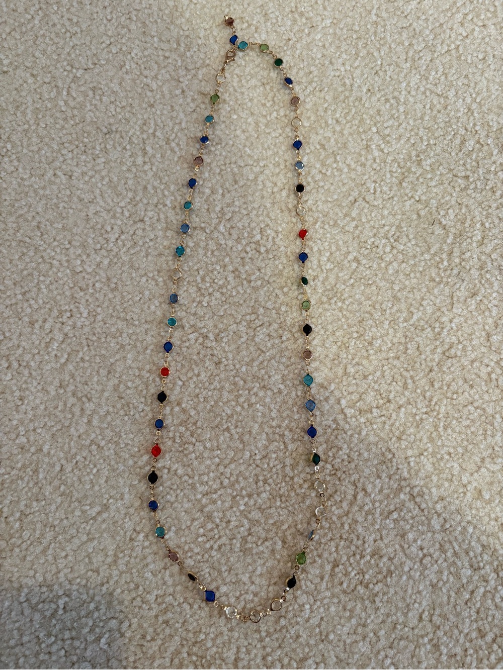 Multicolor Beaded Gold Chain Necklace